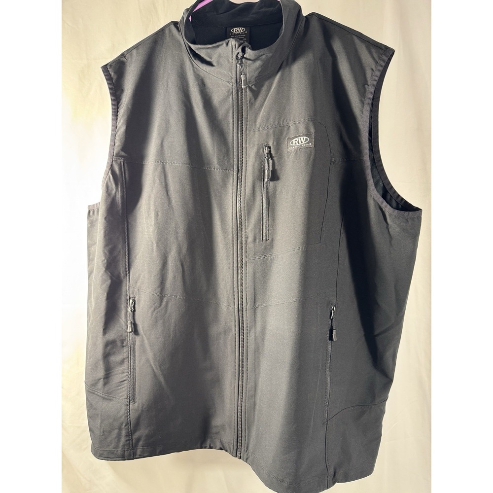 RW Rugged Wear Softshell Vest Black Mens 2XL Zip Pockets Outdoor Workwear